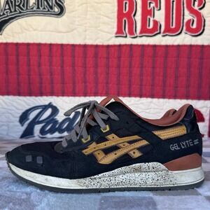 Size 9 - Asics Gel Lyte III Black Tan H307N Sneakers Trainers